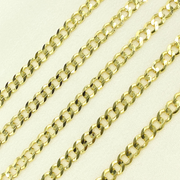 14K Solid Yellow Gold Flat Curb Chain by Foot